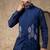 Blue embroidered cotton silk nehru jacket set