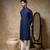 Blue plain cotton silk kurta pajama