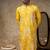Yellow embroidered cotton silk kurta pajama