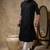 Black embroidered cotton silk kurta pajama