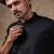 Black embroidered cotton silk kurta pajama