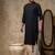 Black embroidered cotton silk kurta pajama