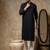 Black embroidered cotton silk kurta pajama