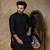 Black embroidered cotton silk kurta pajama