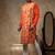 Orange printed cotton silk kurta pajama