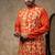 Orange printed cotton silk kurta pajama