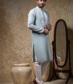 Blue embroidered cotton kurta pajama