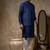 Blue embroidered cotton silk nehru jacket set