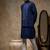 Blue embroidered cotton silk nehru jacket set