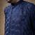 Blue embroidered cotton silk nehru jacket