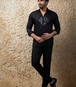 Black embroidered cotton shirt