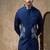 Blue embroidered cotton silk nehru jacket