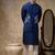 Blue embroidered cotton silk nehru jacket