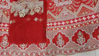 Trendmalls Satin Embroidery with Golden Sequin work Lehenga Choli with Dupatta - Bridal Lehenga Choli for Women 7