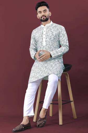 Traditional lucknowi concept embroidery work kurta pyjama for men's