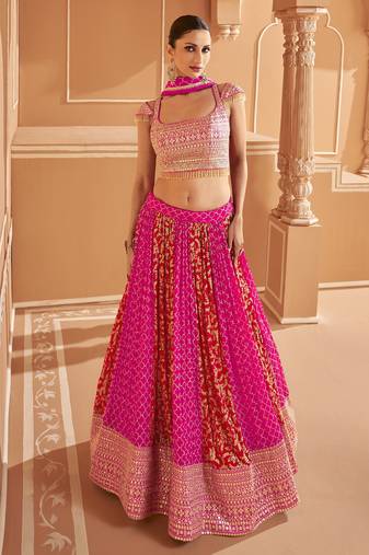 Art Silk Golden Sequin Embroidery work Lehenga Choli with Dupatta SemiStitch