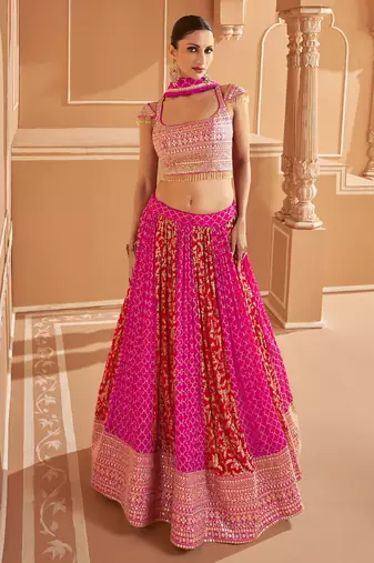 Art Silk Golden Sequin Embroidery work Lehenga Choli with Dupatta SemiStitch