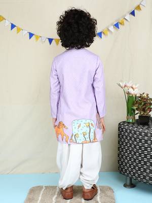 Lavender cotton woven dhoti kurta for boys 5