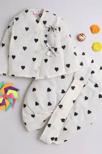 Black cotton woven dhoti kurta for boys