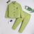 Green cotton woven shirt and pant set for boys