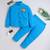 Blue cotton woven shirt and pant set for boys
