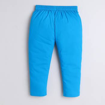 Blue cotton woven shirt and pant set for boys 2