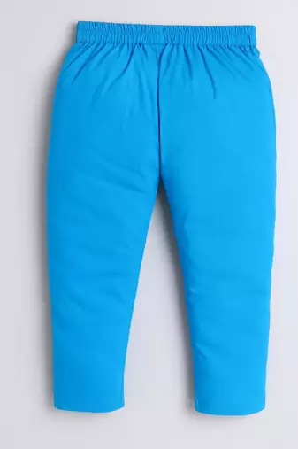 Blue cotton woven shirt and pant set for boys