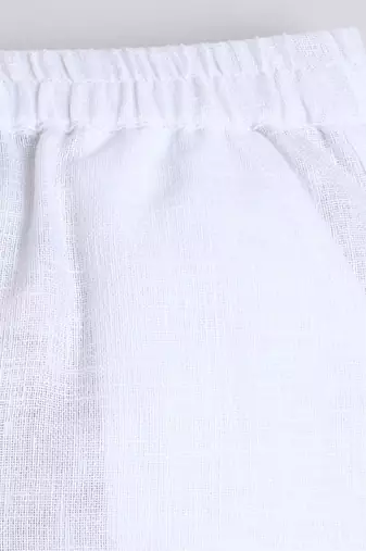 White cotton woven shirt and pant set for boys