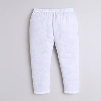 White cotton woven shirt and pant set for boys 3