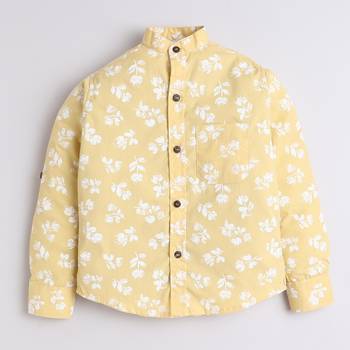 Yellow cotton woven shirt for boys 1