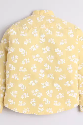 Yellow cotton woven shirt for boys