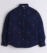 Navy cotton woven shirt for boys