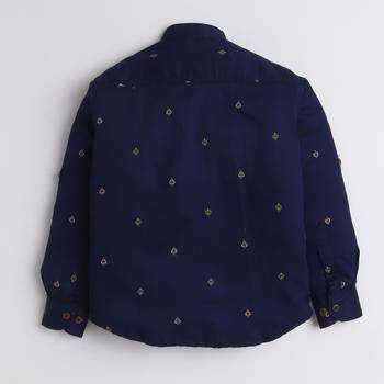 Navy cotton woven shirt for boys 2