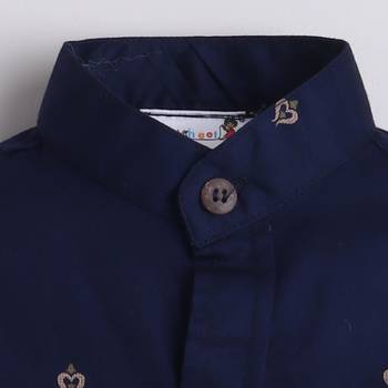 Navy cotton woven shirt for boys 3