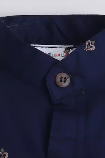 Navy cotton woven shirt for boys