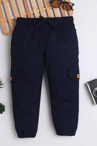 Navy cotton woven jogger for boys
