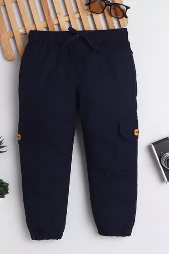 Navy cotton woven jogger for boys