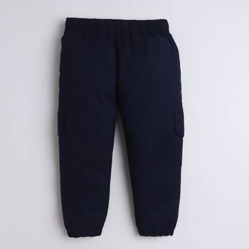 Navy cotton woven jogger for boys 4