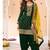 latest green silk patial suit with contrast dupatta for women