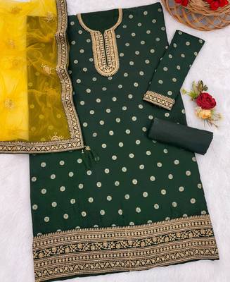 latest green silk patial suit with contrast dupatta for women 3