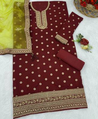 latest maroon silk patial suit with contrast dupatta for women 3