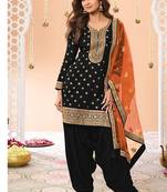 latest black silk patial suit with contrast dupatta for women