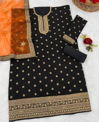 latest black silk patial suit with contrast dupatta for women 3