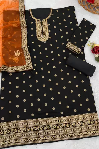 latest black silk patial suit with contrast dupatta for women