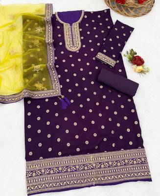 latest purple silk patial suit with contrast dupatta for women 3