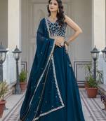 Trendmalls Georgette Plain Lehenga with Embroidery work Choli Dupatta Set SemiStitch