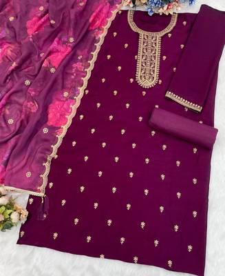 new wine vichitra silk based long suit for women summer wear 3