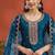 new blue vichitra silk based long suit for women summer wear
