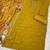 new yellow vichitra silk based long suit for women summer wear