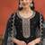 new black vichitra silk based long suit for women summer wear